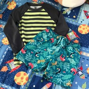 Boys swim trunks and rash guard